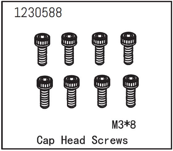 Absima Cap Head Screw M3*8 (8) ( AB 1230588)
