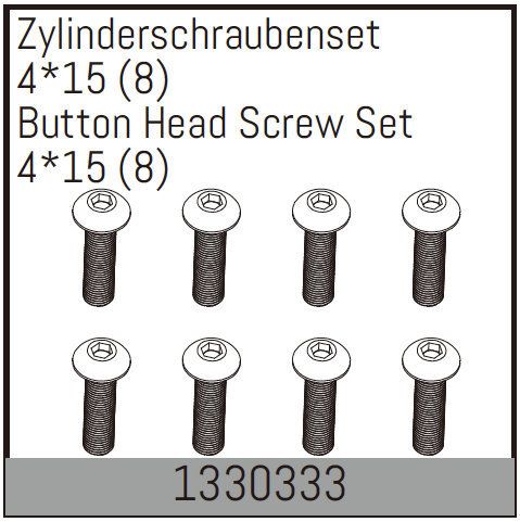 Absima Button Head Screw Set 4*15 (8) ( AB 1330333)