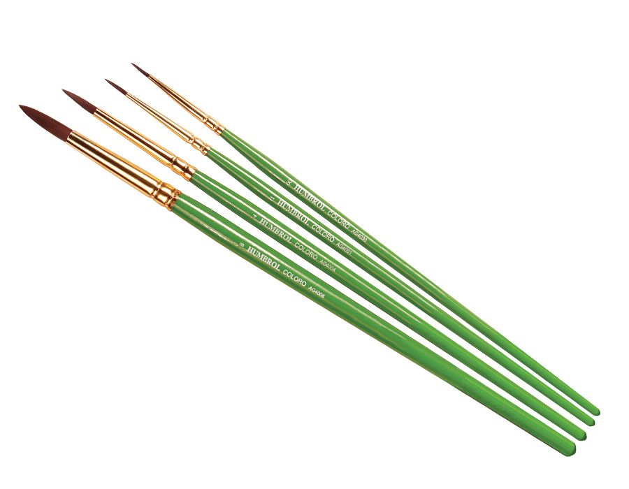 Humbrol Coloro Brush Pack Synthetic 00, 1, 4, 8- 4Pcs (AG4050)