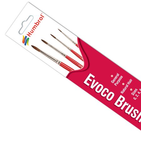 Humbrol Evoco Brush Pack Natural Hair 0, 2, 4, 6- 4Pcs (AG4150)