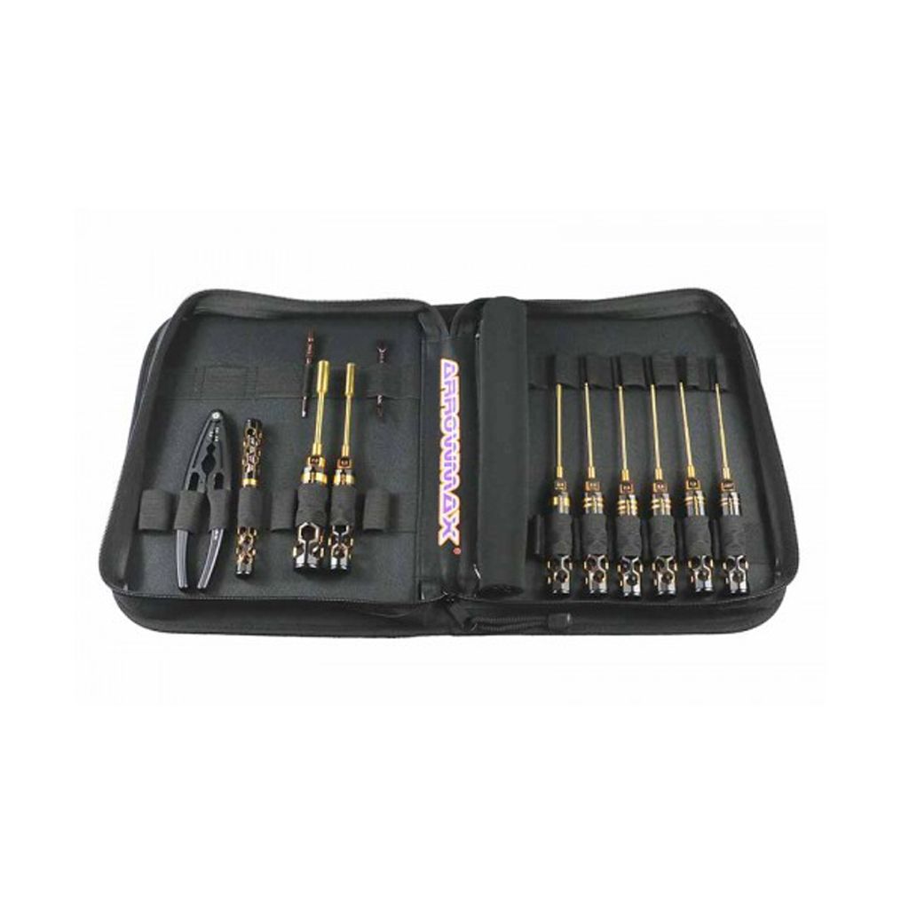 Arrowmax Toolset 1/10 OffRoad 12pcs + Bag Blk Golden (AM199441)