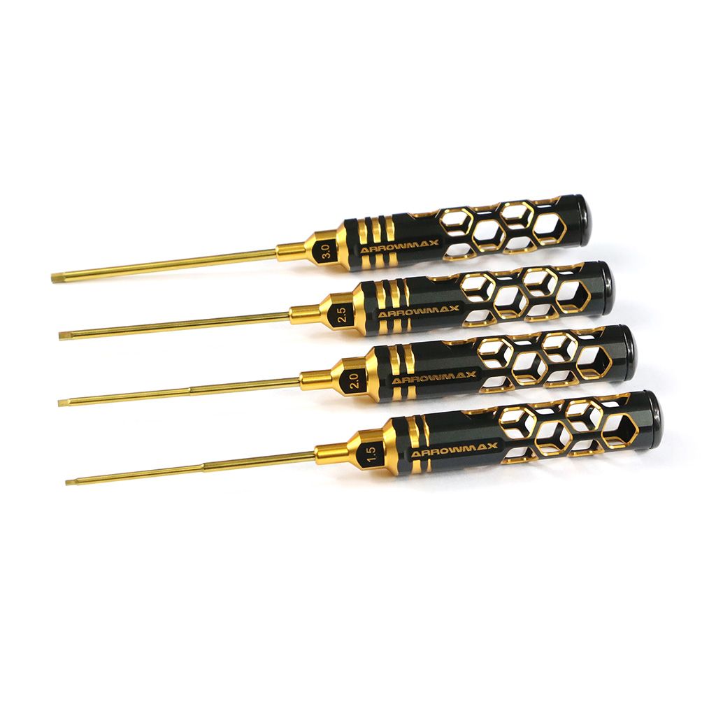 Arrowmax Allen Wrench Set 1.5,2.0,2.5,3.0x100mm Blk Golden (AM410993BG)
