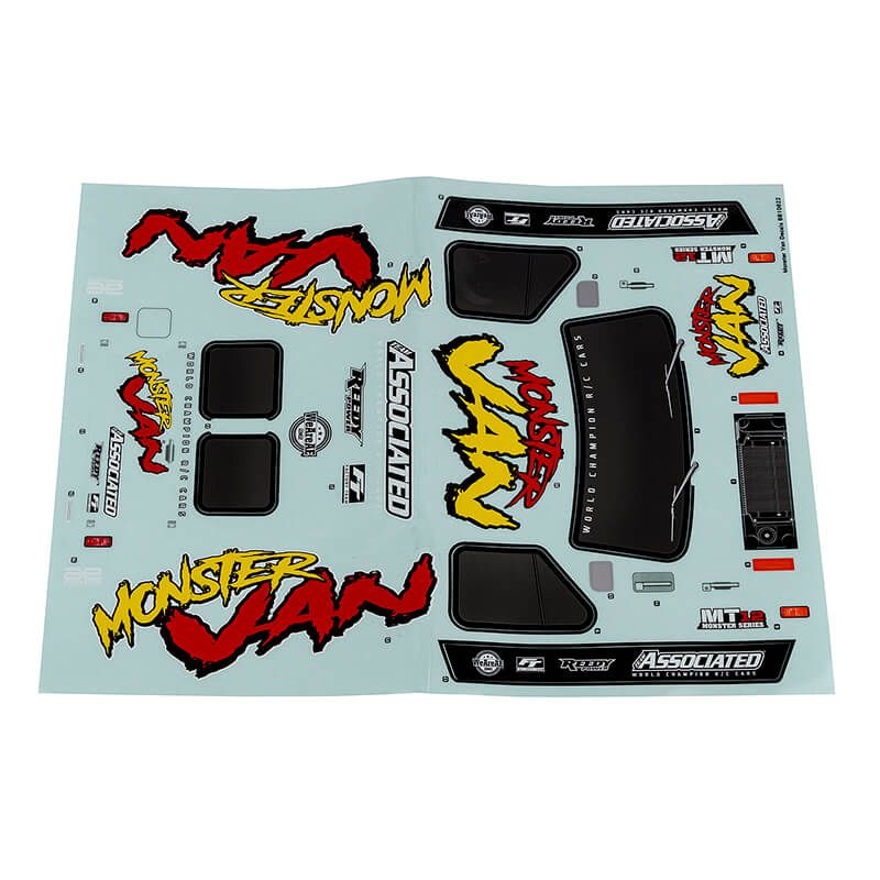 Team Associated MT12 Monster Van Decal Sheet (AS41118)