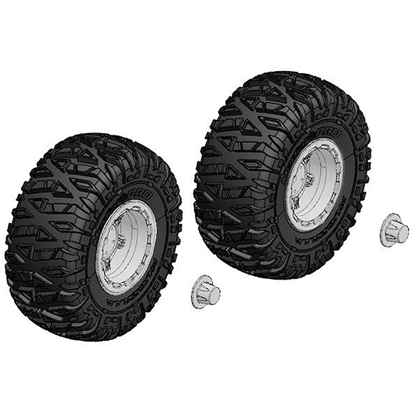 Corally Tyre And Rim Set Truck Chrome Rims 1 Pair (C-00250-092-C)