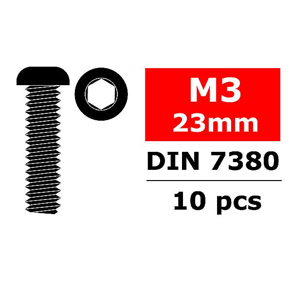 Corally Hex Button Head Screw M3X23 Steel 10 Pcs (C-3003-30-23)