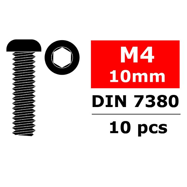 Corally Steel Screws M4 X 10mm Hex Button Head 10 Pcs (C-3003-40-10)