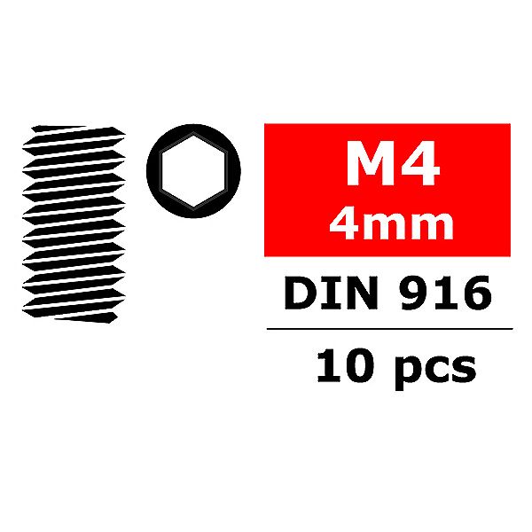 Corally Steel Set Screws M4 X 4mm Hex 10 Pcs (C-3004-40-04)