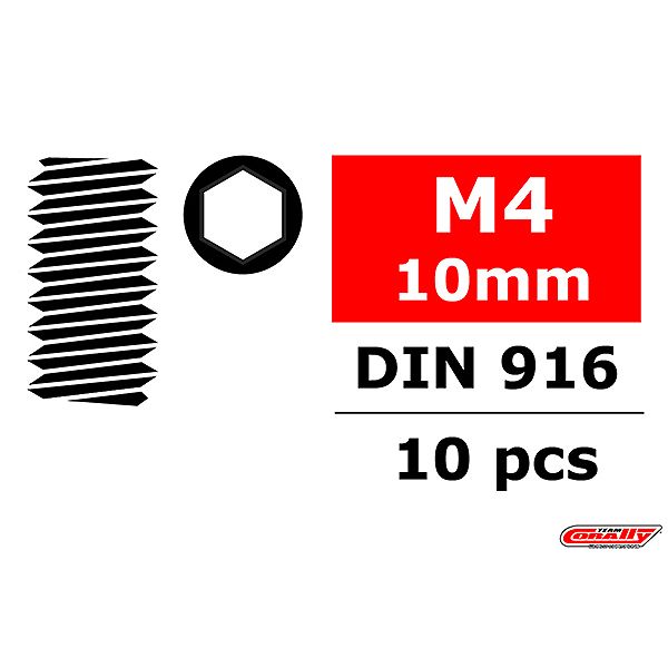 Corally Steel Set Screws M4 X 10mm Hex 10 Pcs (C-3004-40-10)