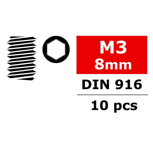 Corally Steel Set Screws M3 X 8mm Hex 10 Pcs (C-30152)