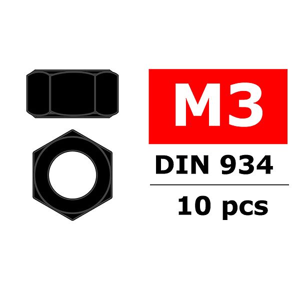 Corally Steel Nut M3 Black Coated 10 Pcs (C-3103-30-6)