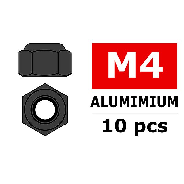 Corally Aluminium Nylstop Nut M4 Gun Metal 10 Pcs (C-3106-40-3)