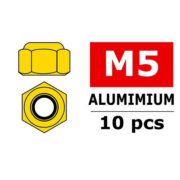 Corally Aluminium Nylstop Nut M5 Gold 10 Pcs (C-3106-50-0)