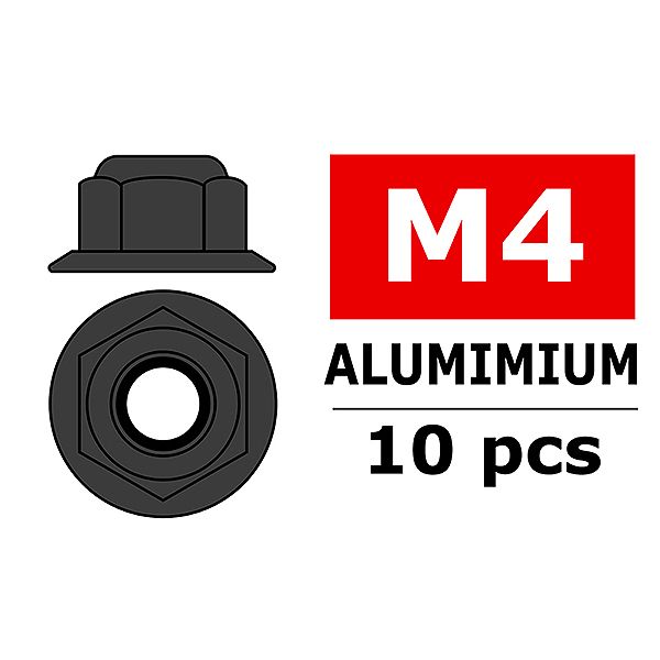 Corally Aluminium Nylstop Nut M4 Flanged Gun Metal (C-3107-40-3)