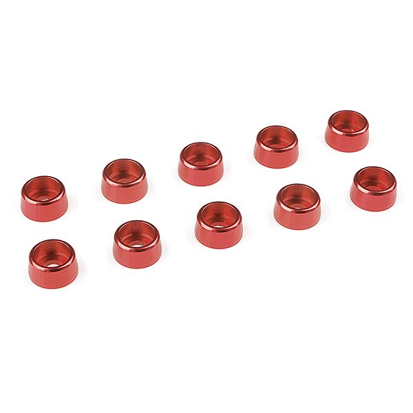 Corally Aluminium Washer For M3 Socket Head Screws Od=8mm Red 10Pcs (C-31275)