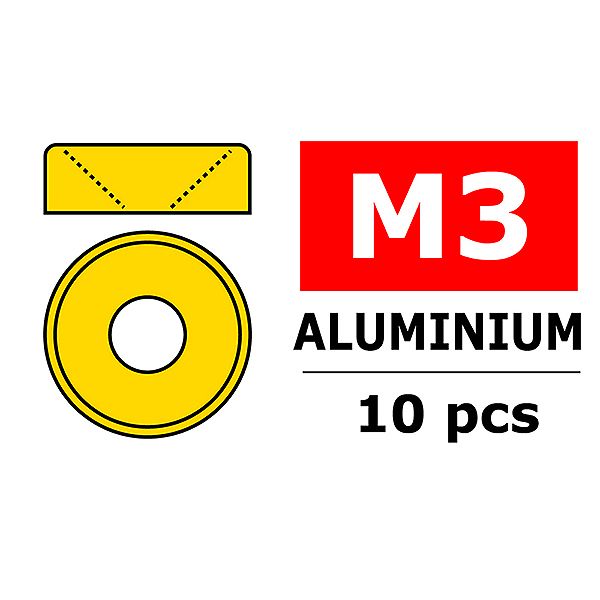 Corally Aluminium Washer For M3 Flat Head Screws Od=8mm Gold (10Pcs) (C-3213-30-0)