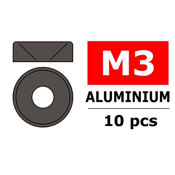 Corally Aluminium Washer For M3 Flat Head Screws Od=8mm Gun Metal (10Pcs) (C-3213-30-3)