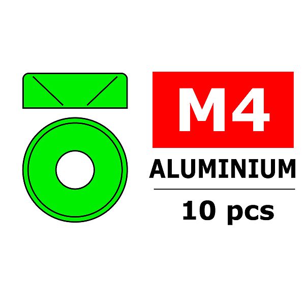 Corally Aluminium Washer For M4 Flat Head Screws Od=10mm Green (10 Pcs) (C-3213-40-1)