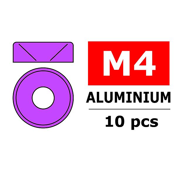 Corally Aluminium Washer For M4 Flat Head Screws Od=10mm Purple (10Pcs) (C-3213-40-2)