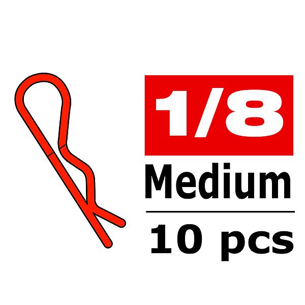 Corally Body Clips 45 Bent Medium Red 10 Pcs (C-35111)