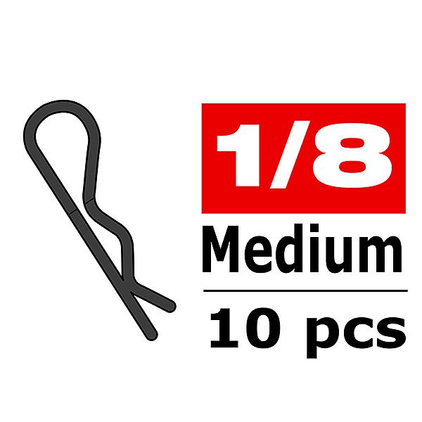 Corally Body Clips 45 Bent Medium Black 10 Pcs (C-35112)