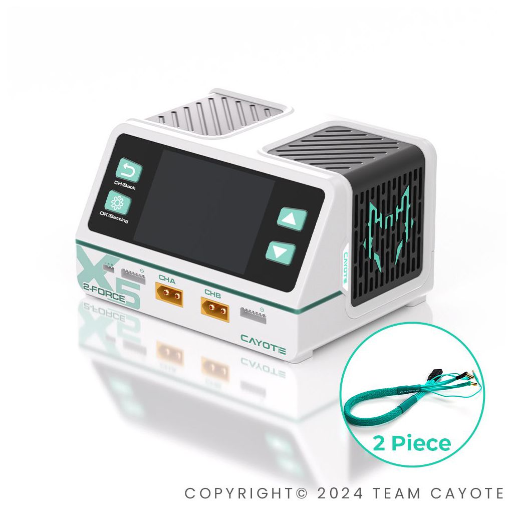 CAYOTE 2-Force X5 Charger with 2 XT90 Leads - UK (CYEG1024)