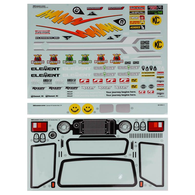 Element RC Enduro Bushido+ Body Decal Sheet (EL42197)