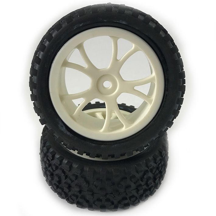 Fastrax 1:10th Mounted Cuboid Buggy Front Tyres White 10-Sp (FAST0036W)
