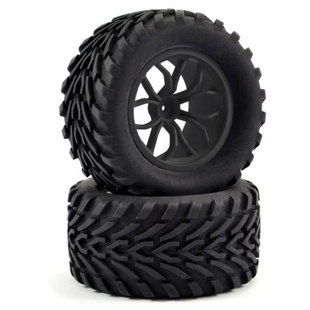 Fastrax 1:10 Mega V Truck Tyre 12 Spoke Black Wheel 12mm Hex (Pr) (FAST0067B)