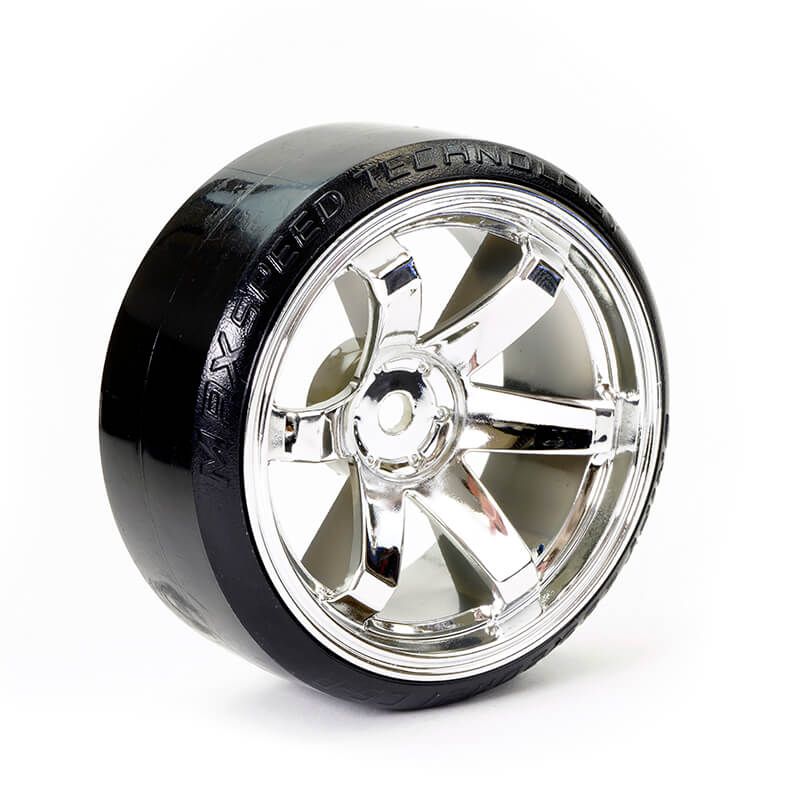 Fastrax 1:10th Street/Drift Tyre 6-Spoke Wheel (6mm Offset) - Chrome (FAST0086C)