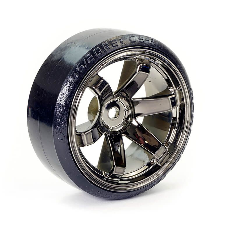 Fastrax 1:10th Street/Drift Tyre 6-Spoke Wheel (6mm Offset) - Grey Chrome (FAST0086GC)