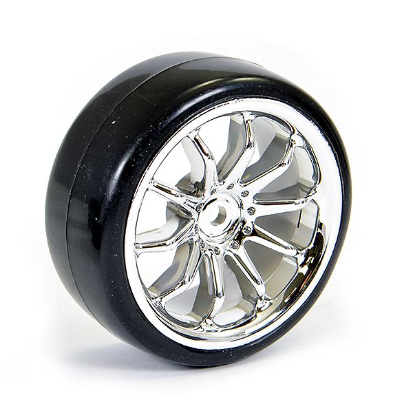 Fastrax 1:10th Street/Drift 10Sp Scale Chrome Wheel &amp; V2 Tyre (FAST0092C)
