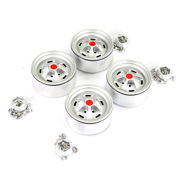 Fastrax Aluminum Beadlock Star 1.9&quot; Wheels - Silver (4Pc) (FAST0140S)