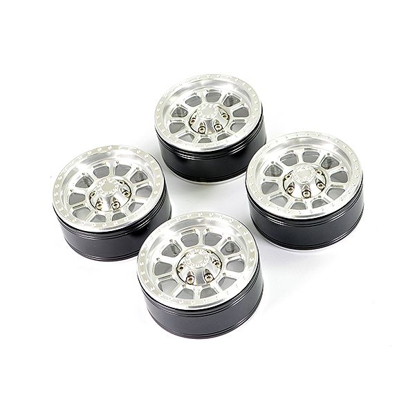 Fastrax Aluminum Beadlock Ten 1.9&quot; Wheels - Silver (4Pc) (FAST0141S)
