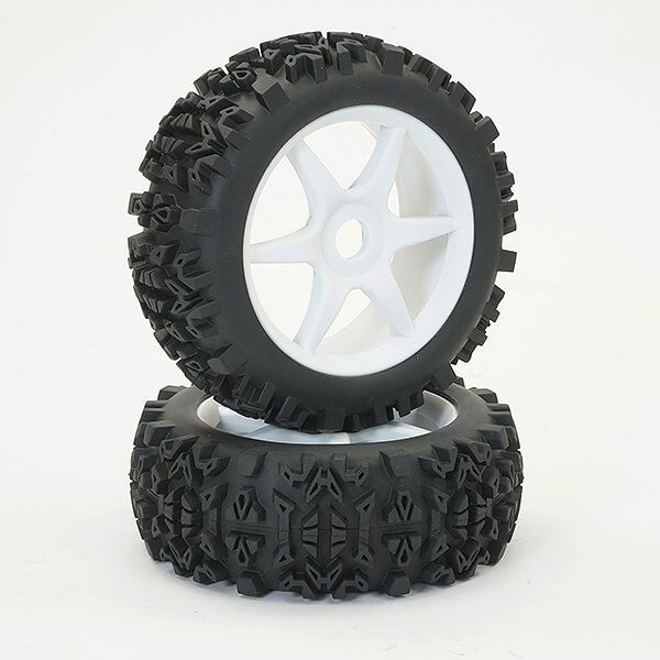 Fastrax 1:8th Grator Mounted On 6-Spoke White (Pr) (FAST1002W)