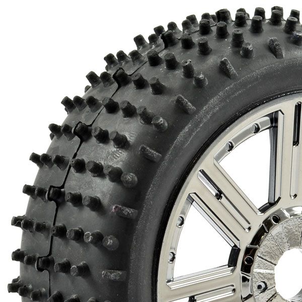 Fastrax 1:8th Lugger Mounted On 8-Spoke Black Chrome (Pr) (FAST1010BC)