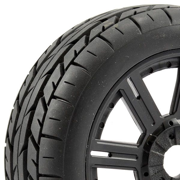 Fastrax 1:8th Eagle Tread Mounted On 8-Spoke Black (Pr) (FAST1015B)