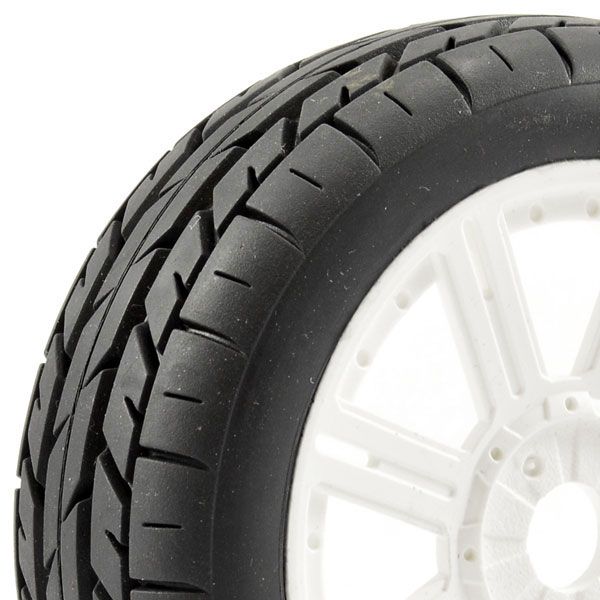 Fastrax 1:8th Eagle Tread Mounted On 8-Spoke White (Pr) (FAST1015W)