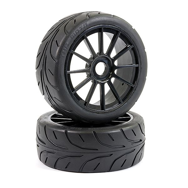 Fastrax 1:8th Arrow Tread Mounted On 12-Spoke Black (Pr) (FAST1016B)