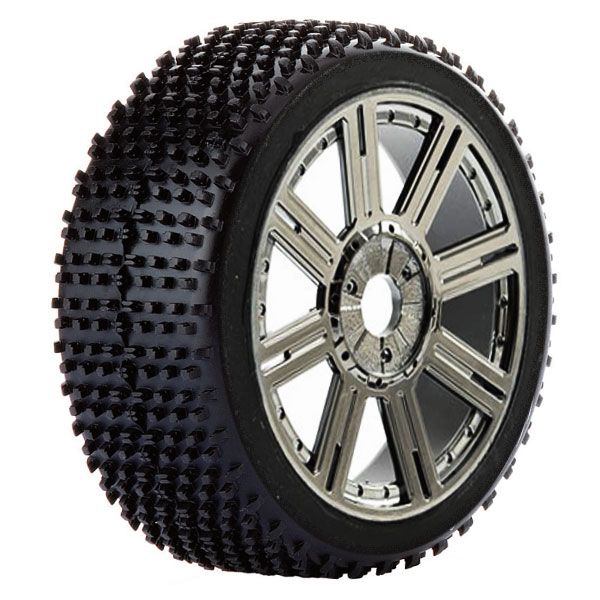 Fastrax 1:8th Cuboid Mounted On 8-Spoke Black Chrome (Pr) (FAST1020BC)