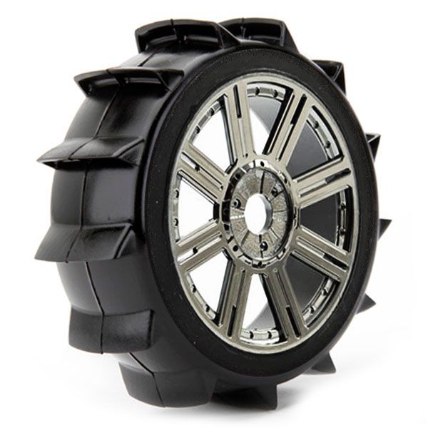 Fastrax 1:8th Paddle Mounted On 8-Spoke Black Chrome (Pr) (FAST1025BC)