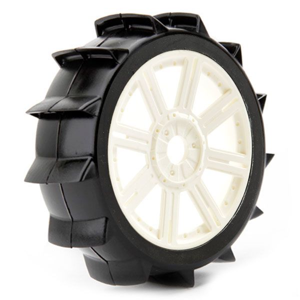 Fastrax 1:8th Paddle Mounted On 8-Spoke White (Pr) (FAST1025W)