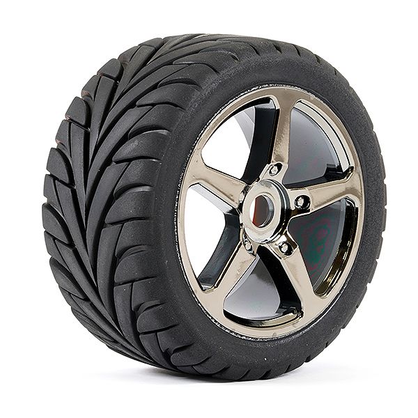 Fastrax 1:8th Truggy Eagle Mtd 5-Spoke Bk Chrome 0 Offset(Pr) (FAST1092BC-0)