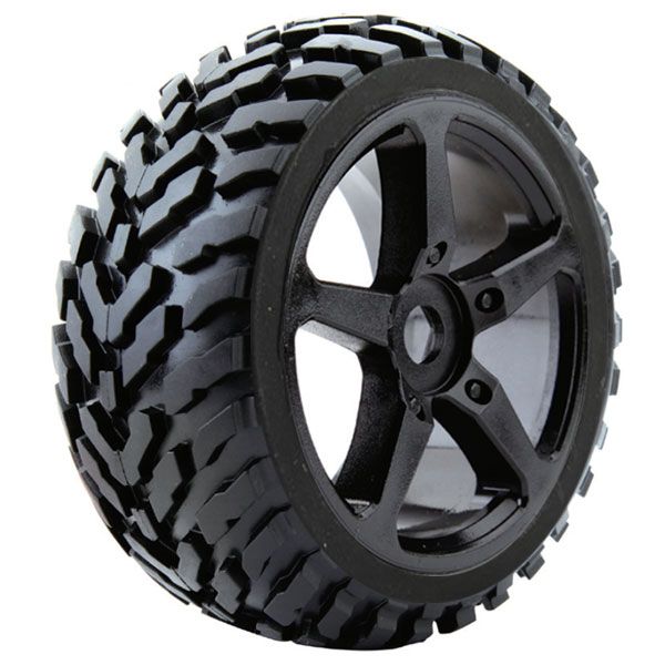 Fastrax 1:8th Truggy Arrow Mtd On 5-Spoke Black 0 Offset(Pr) (FAST1096B-0)