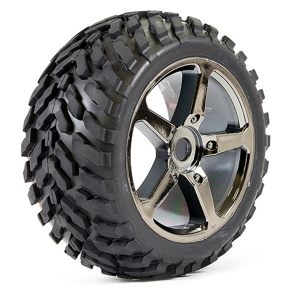 Fastrax 1:8th Truggy Arrow Mtd 5-Spoke Bk Chrome 0 Offset(Pr) (FAST1096BC-0)