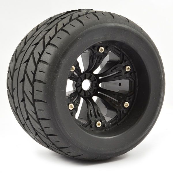 Fastrax 1:8th Mt Eagle Mounted 6-Spoke Black 1/2&quot;Offset(Pr) (FAST1160B)