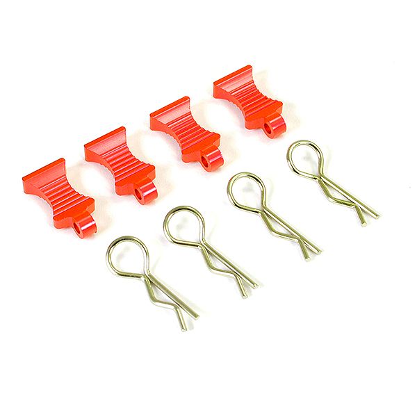 Fastrax Pro Aluminium Easypull Tabs &amp; Bodyclips (4Pc) - Red (FAST206AR)