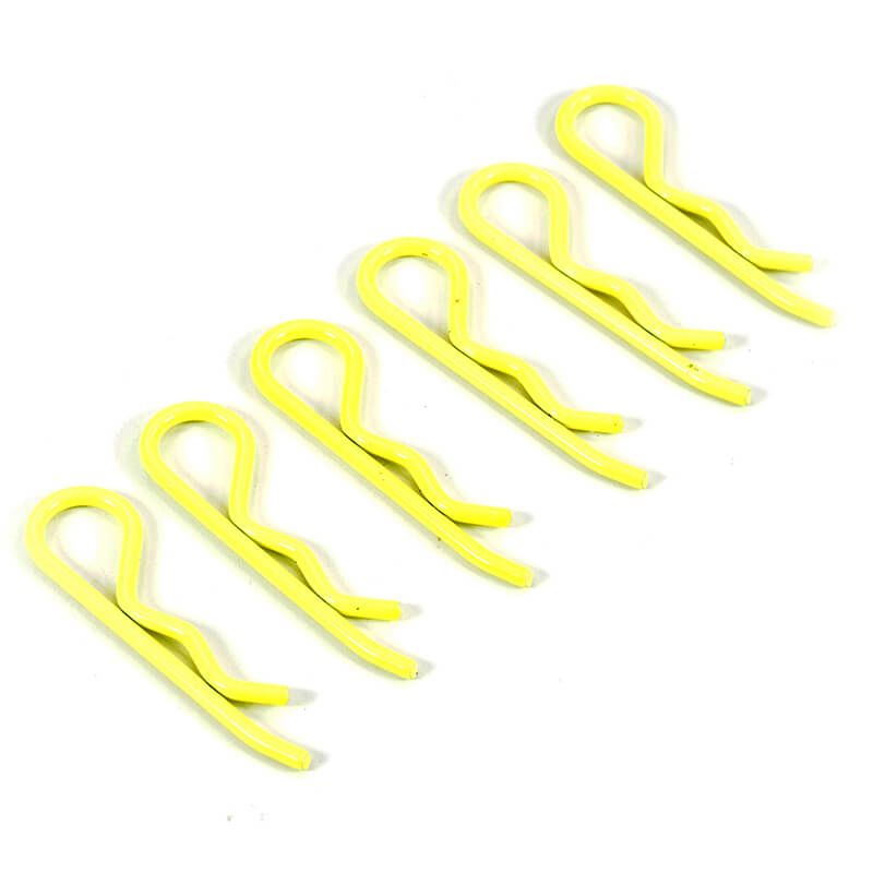 Fastrax 1:8th/1:5th/Transponder Body Clips Fluo Yellow (6) (FAST210FY)