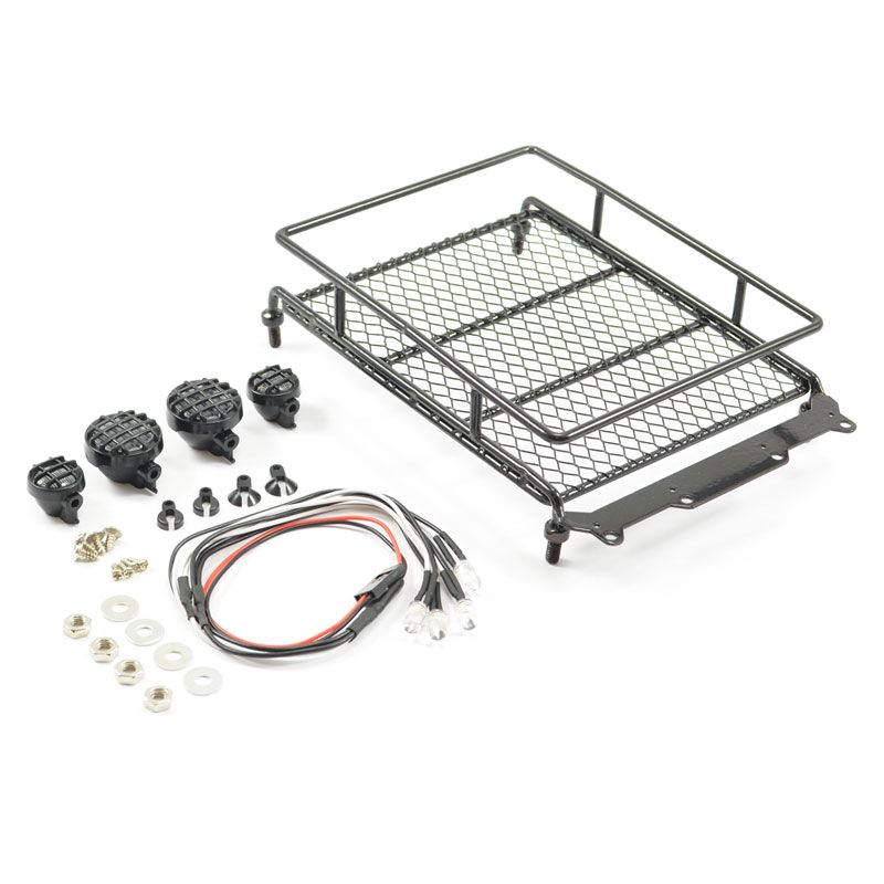 Fastrax Black Aluminium Luggage Rack W/Led Lamps L130mm X W110mm (FAST2301BK)