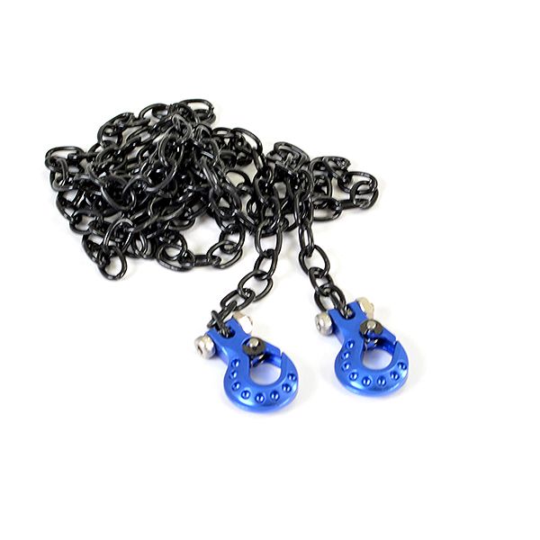 Fastrax Deluxe Aluminium Blue Winch Hooks &amp; Black Chain Set (FAST2321DBB)