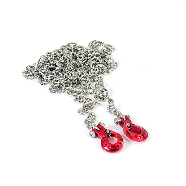 Fastrax Deluxe Aluminium Red Winch Hooks &amp; Chain Set (FAST2321DR)